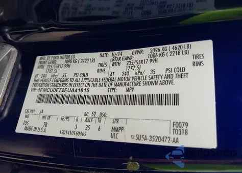 2015 Ford Escape S from USA, damaged, VIN 1FMCU0F72FUA41815